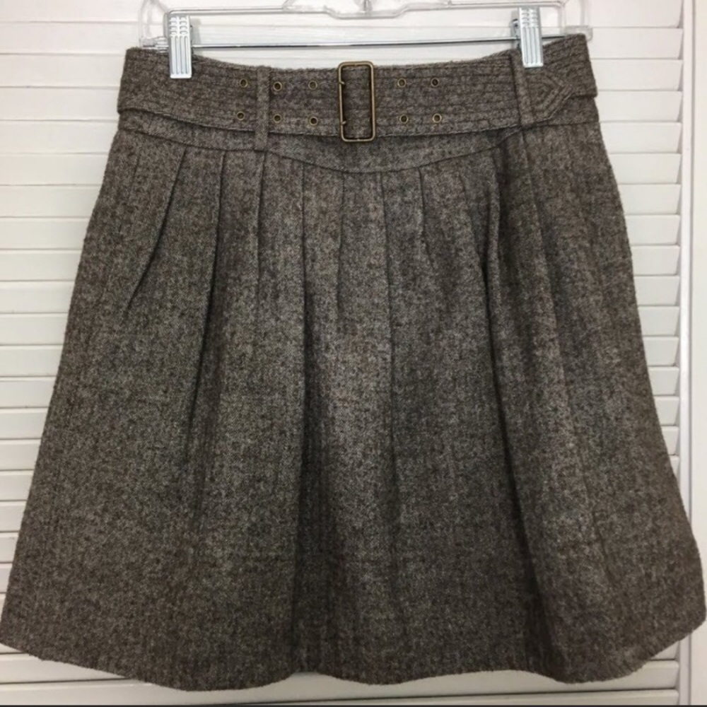 Madewell Wool Herringbone Pleated Skirt